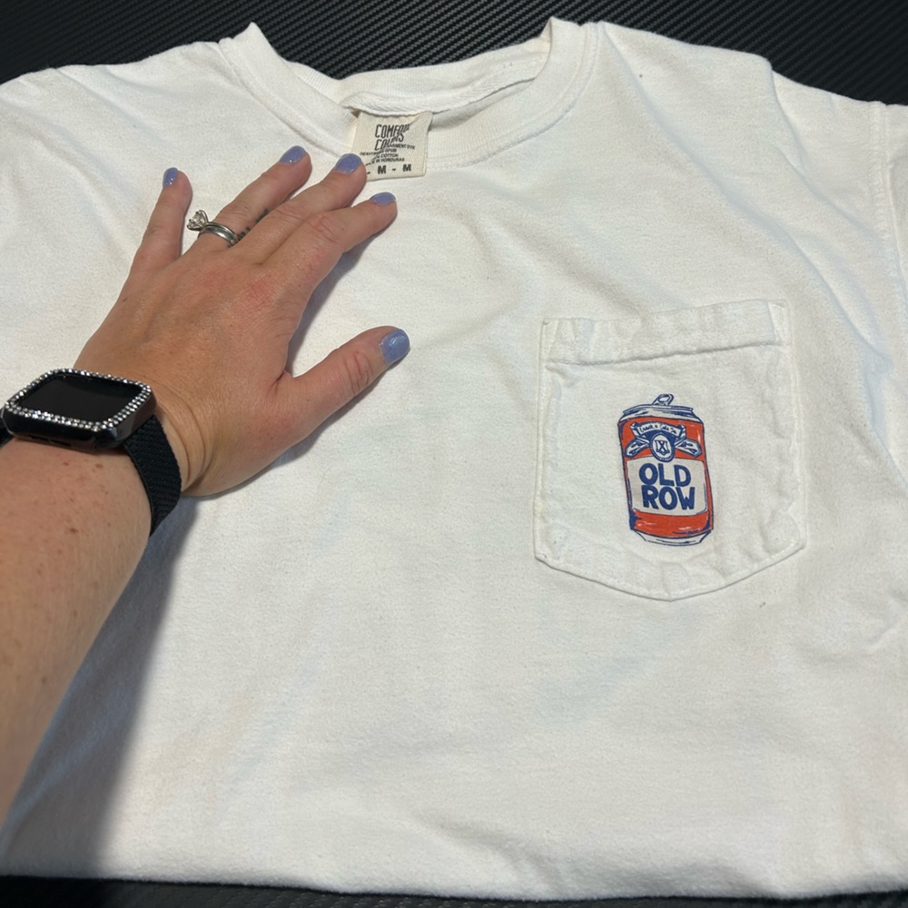 Old Row White T-Shirt with Graphic Pocket